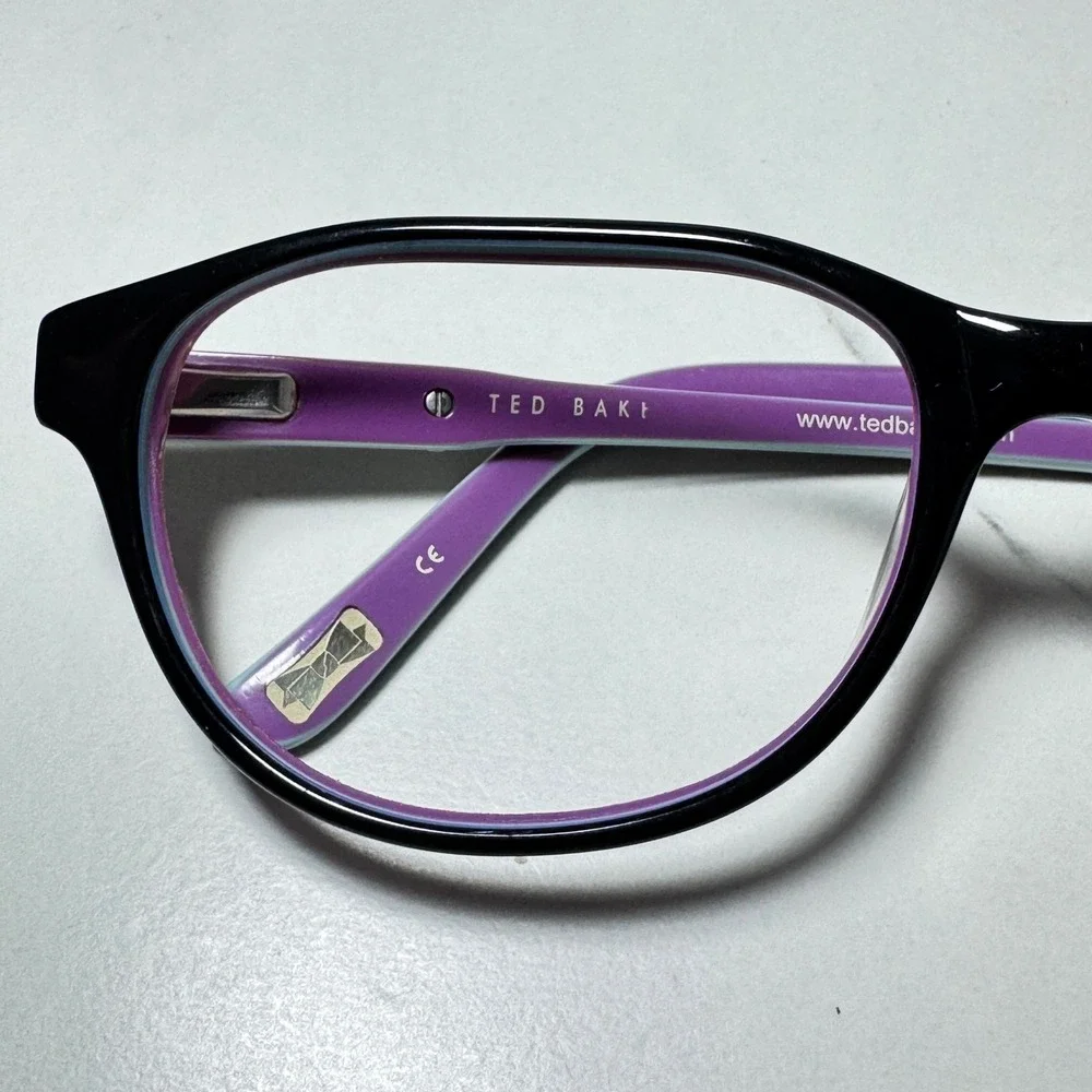 Ted Baker B716 BLK Eyeglasses Black Purple Teal Bow Accent Frames 53-17-135